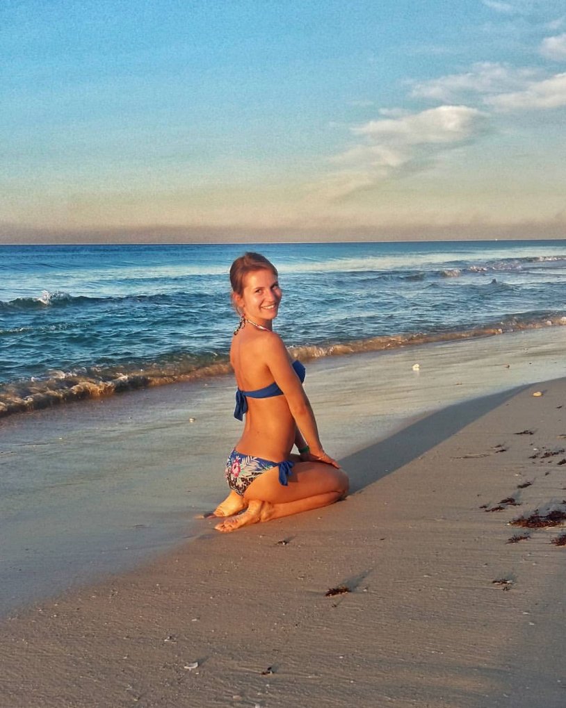 In swimsuits on the beach