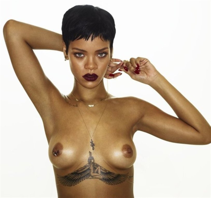 Naked American singer Rihanna