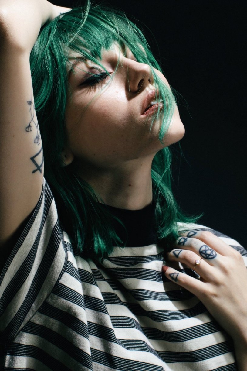 Girl with green hair