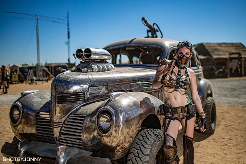 Wasteland festival in the style of Mad Max