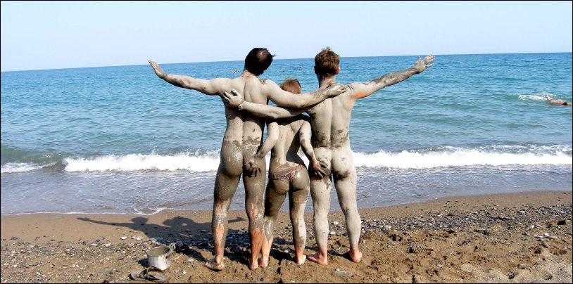 Men without panties on a public beach