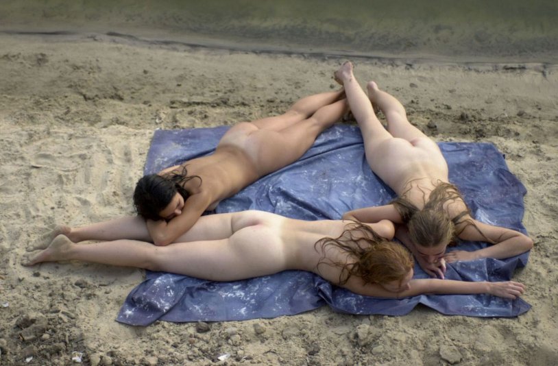 A group of mature nudists