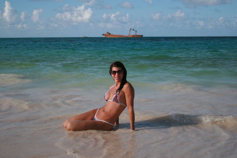 In swimsuits on the beach