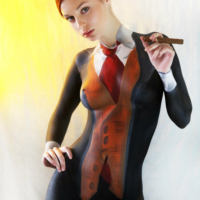 Girls in paint instead of clothes