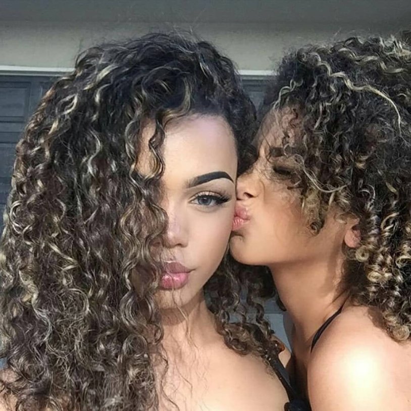 Girlfriends with curly hair