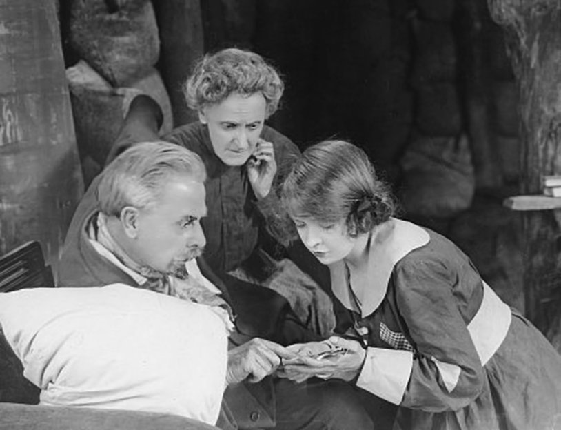 Lillian Gish with a baby bed