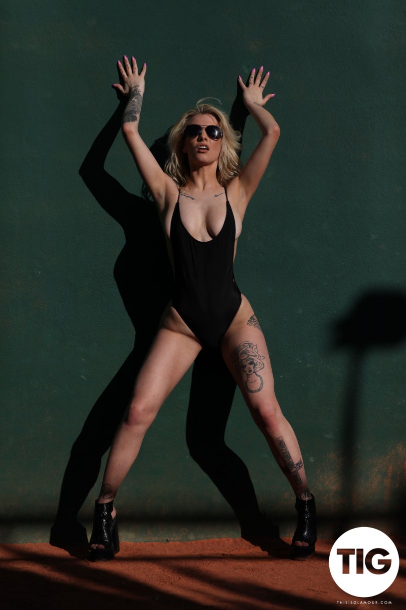 Saskia Hampel in a swimsuit