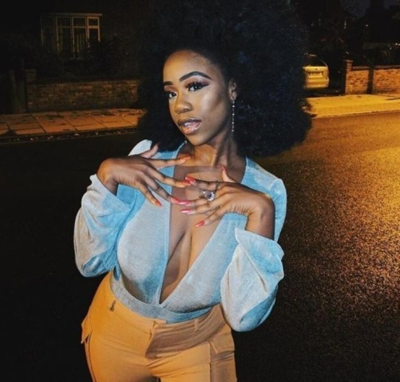 Sagging breasts of a girl