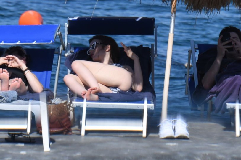 Lily Collins in underwear