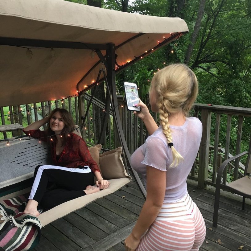 Emma Kotos with a friend