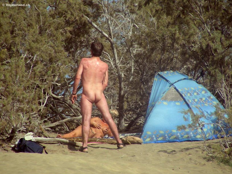 Nudism in the tent ejaculation