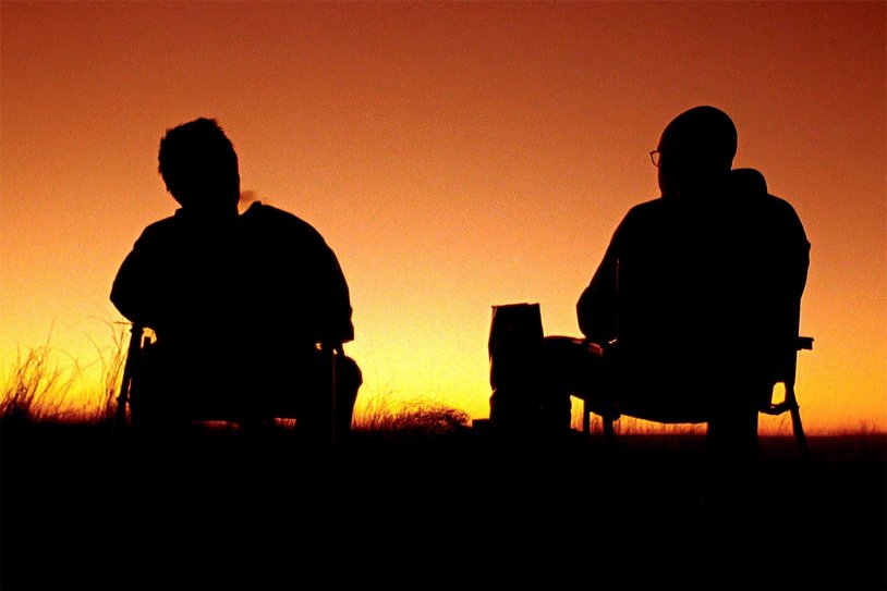 Jesse Pinkman and Walter White at sunset