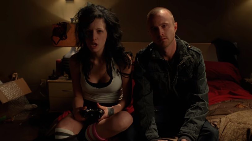 Jesse Pinkman and Jane on the bed