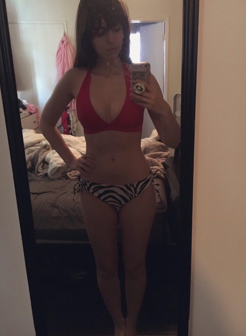 Trying on the underwear of selfies