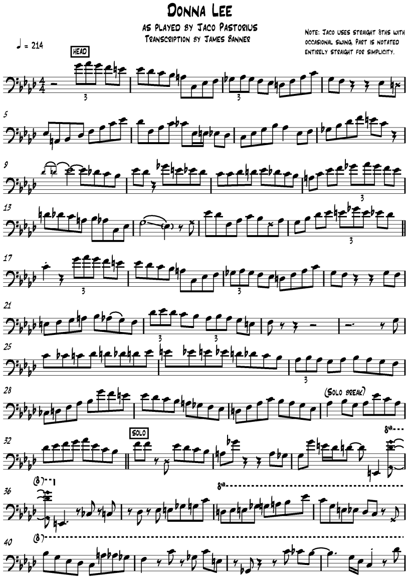 Donna lee notes bass