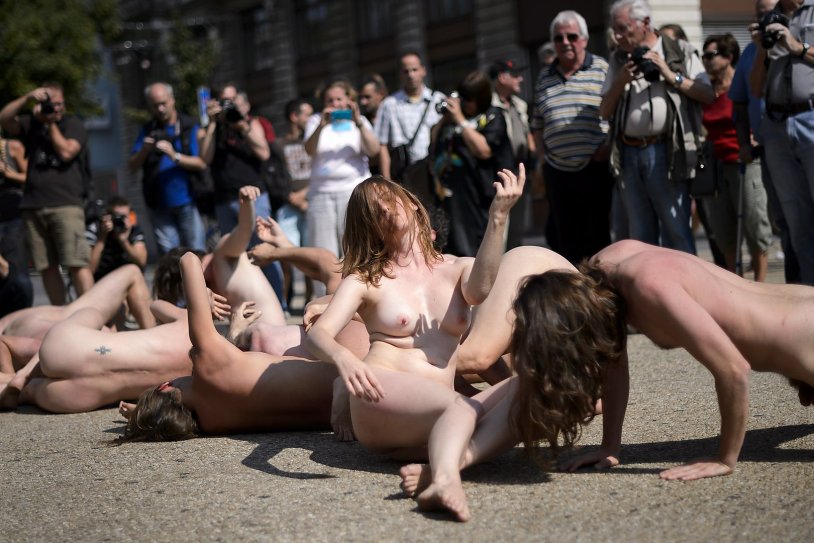 Naked women at the festival