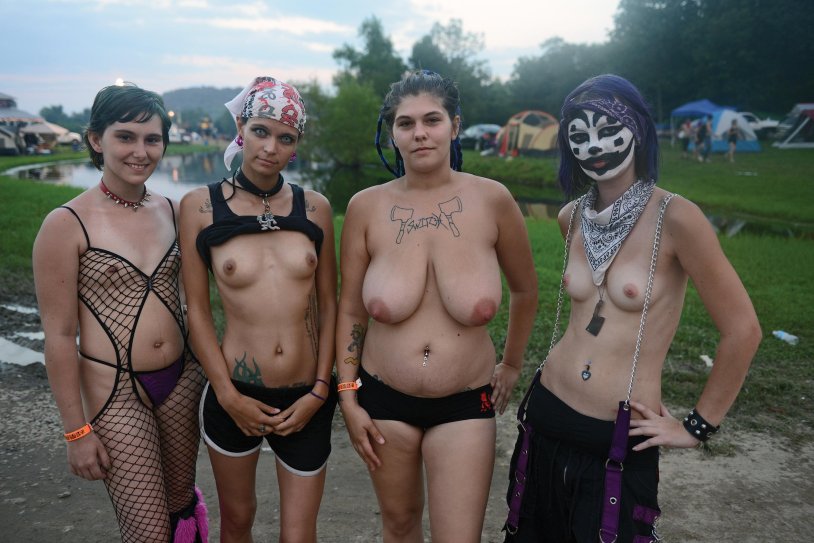 Naked women at the rock festival