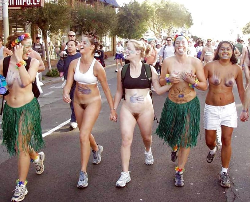 Parade of naked men and women