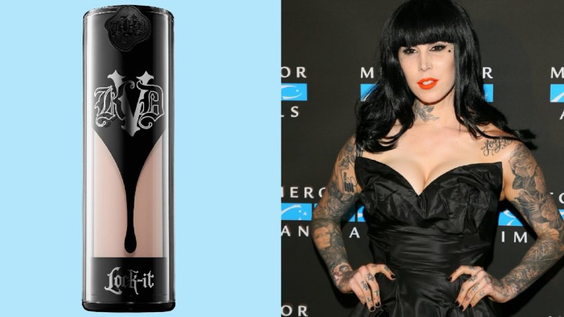 Alena Shvets black dress with tattoos on the body