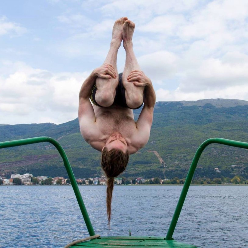 Jumping in the water