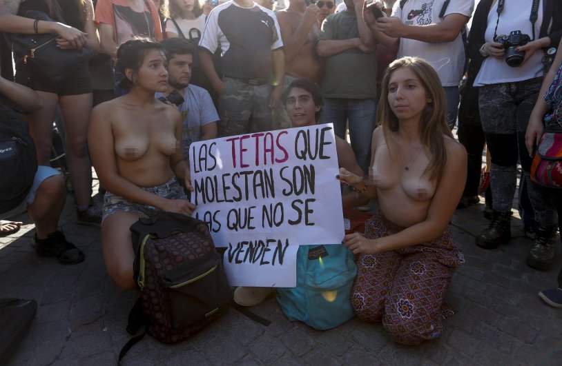 Protesting naked women