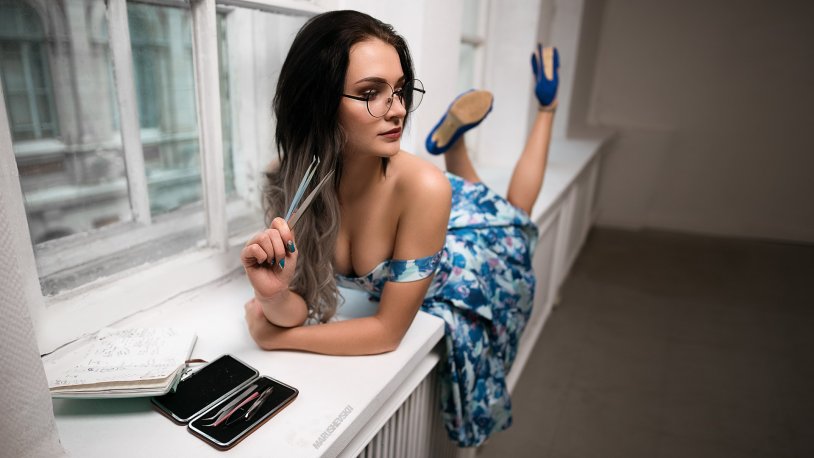 Beautiful girl with glasses
