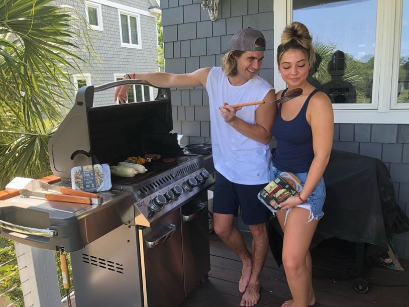 Madelyn Cline in an orange suit