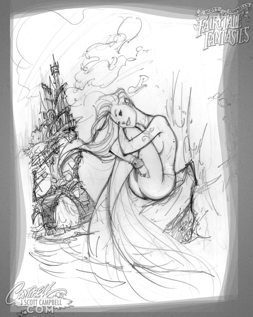 Scott Campbell Princess Disney with a pencil
