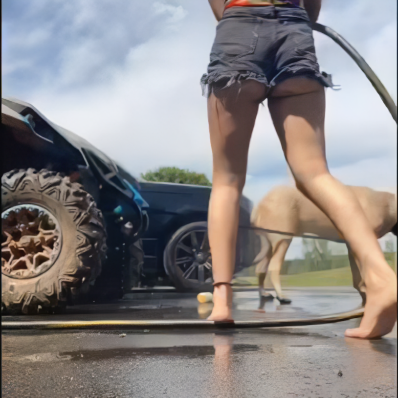 Girl Wash the car