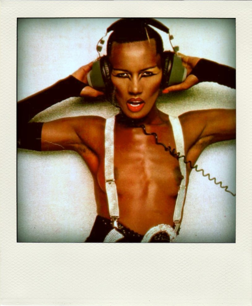 Grace Jones in a swimsuit