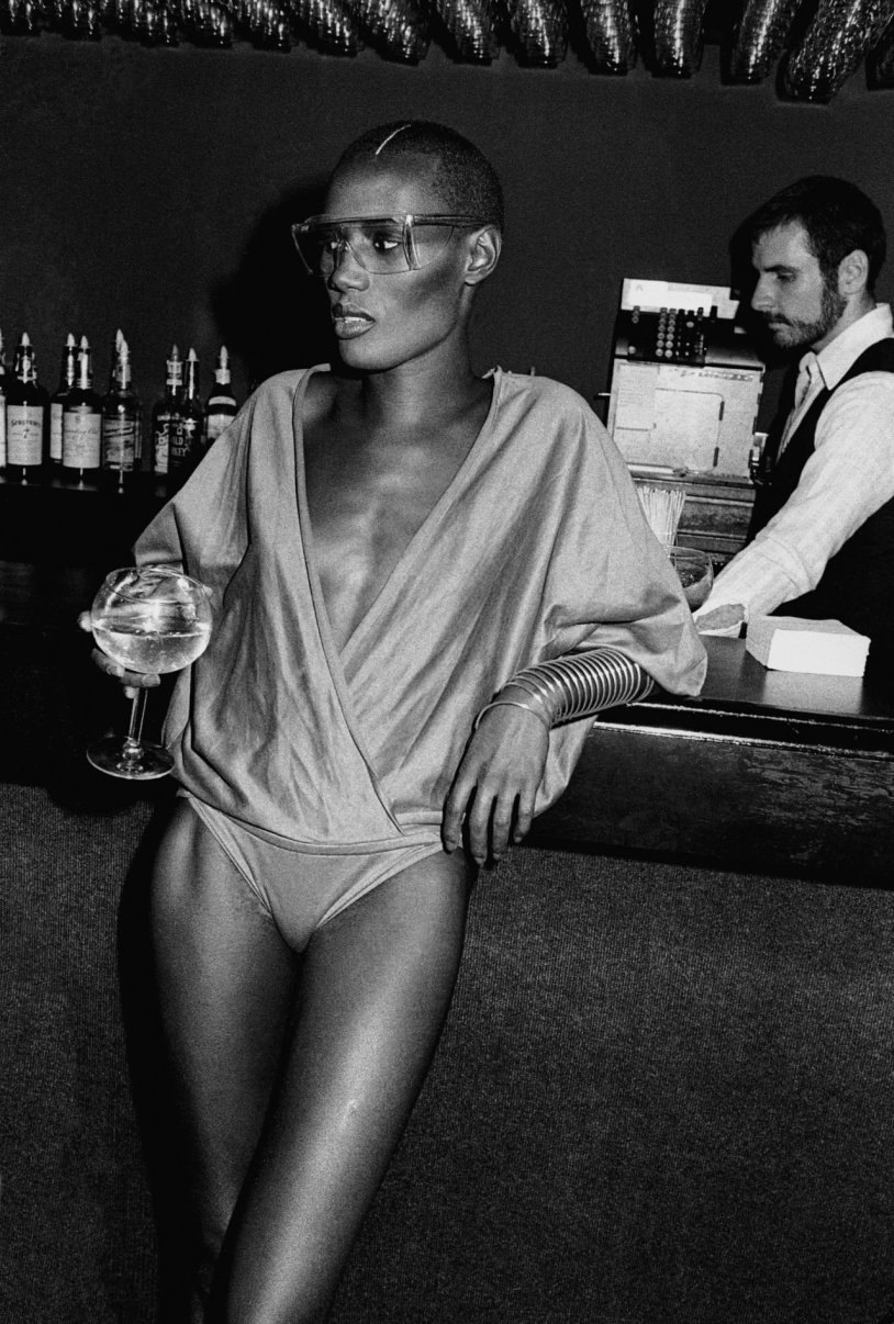 Grace Jones in a swimsuit