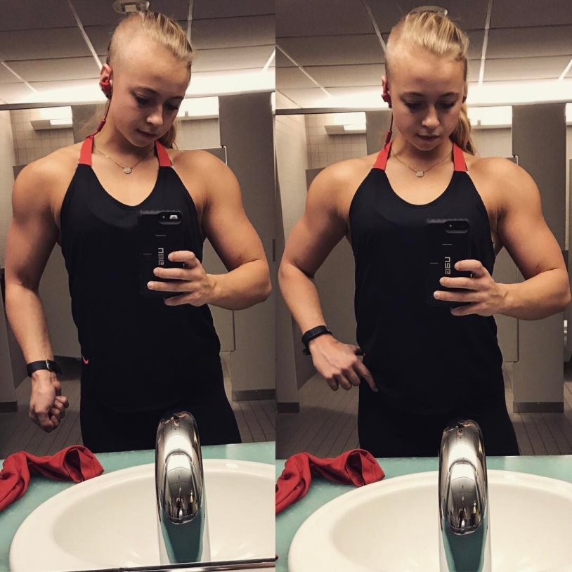 Selfies of girls with biceps