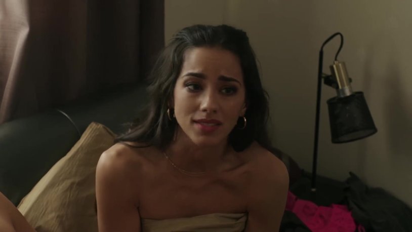 Girl takes off clothes in front of the camera