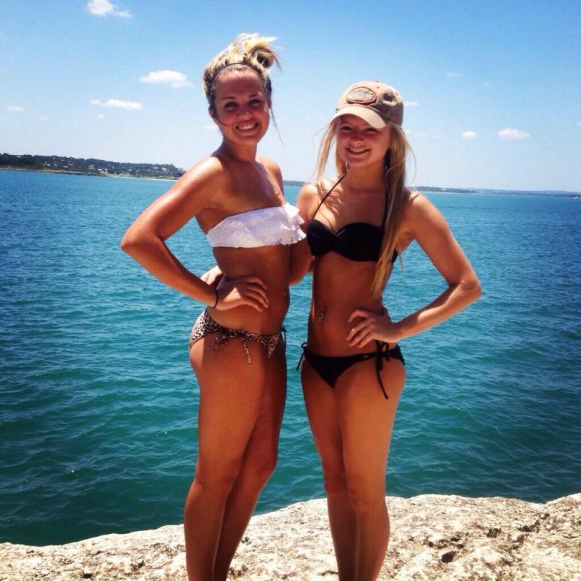 Friends in swimsuits