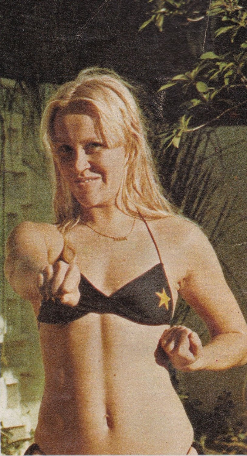 Agneta in a leather costume of Abba