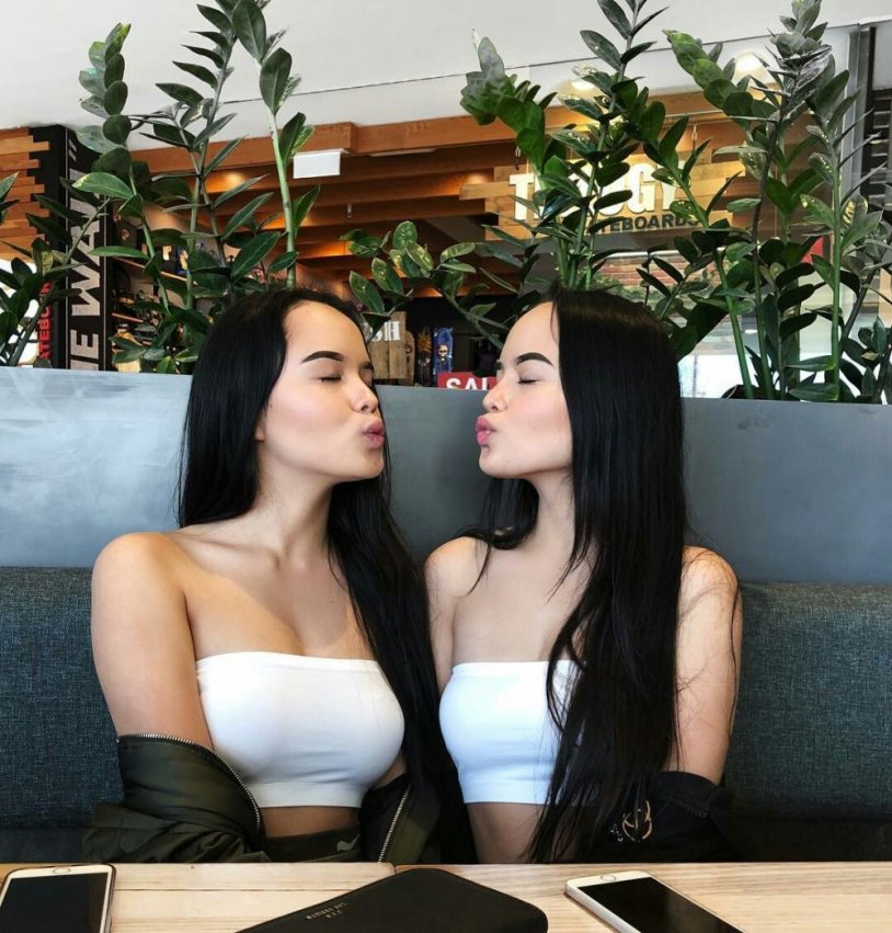 Beautiful twins of the girl