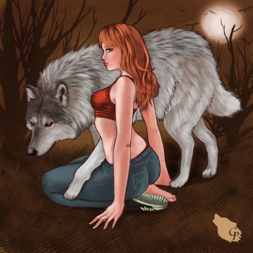 Girl with wolves