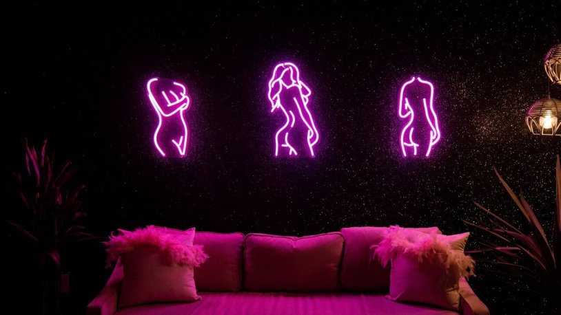 Neon sign into the room