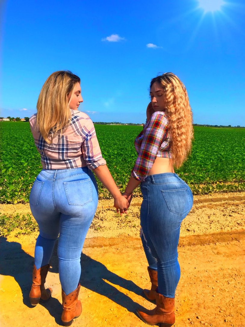 Beautiful girls on tractors