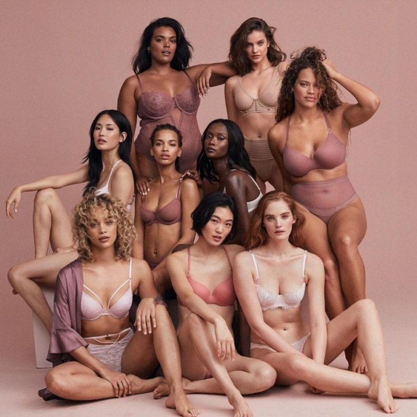 Photo shoot of a group of naked models