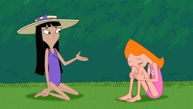 Fines and Ferb under a skirt of panties