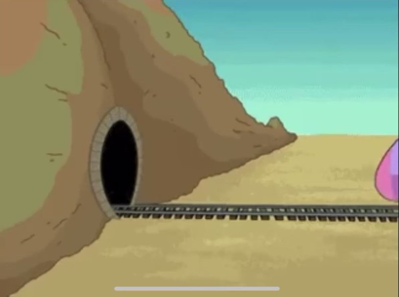 The train drives into a tunnel