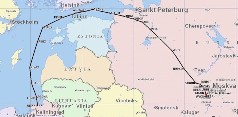 Moscow Kaliningrad Airplane Route
