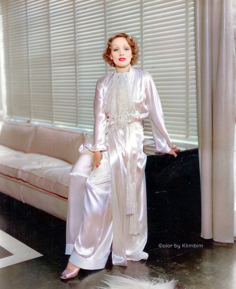 Marlene Dietrich with a cigarette