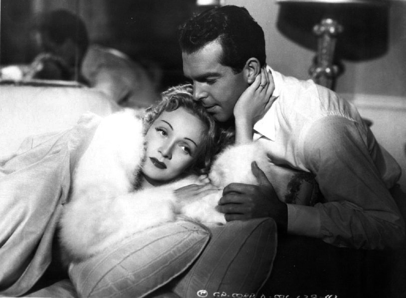 Marlene Dietrich in a fur coat