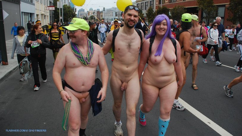 Parade of naked men and women