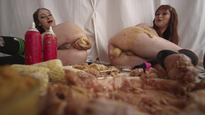 Marsha may breasts in the car with hot dogs