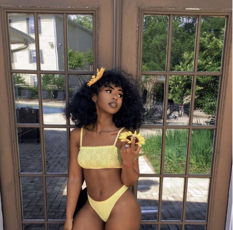 African American girls in yellow underwear