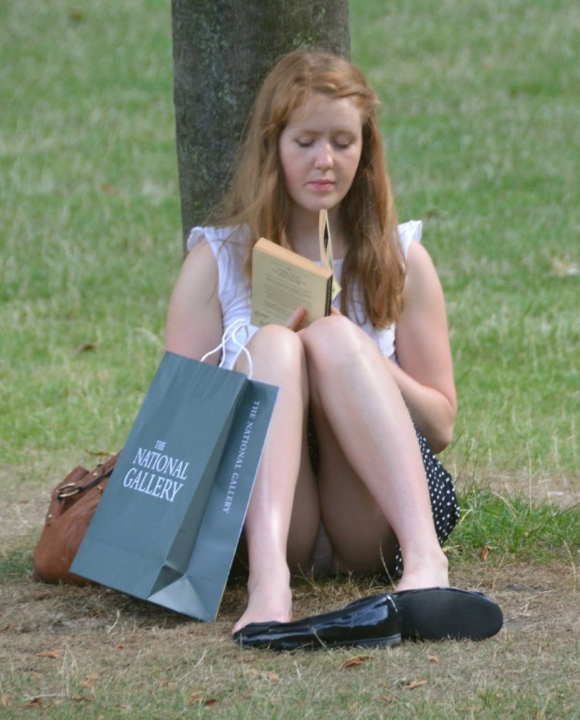 Girl in nature in the forest Upskirt Pussy Hairy