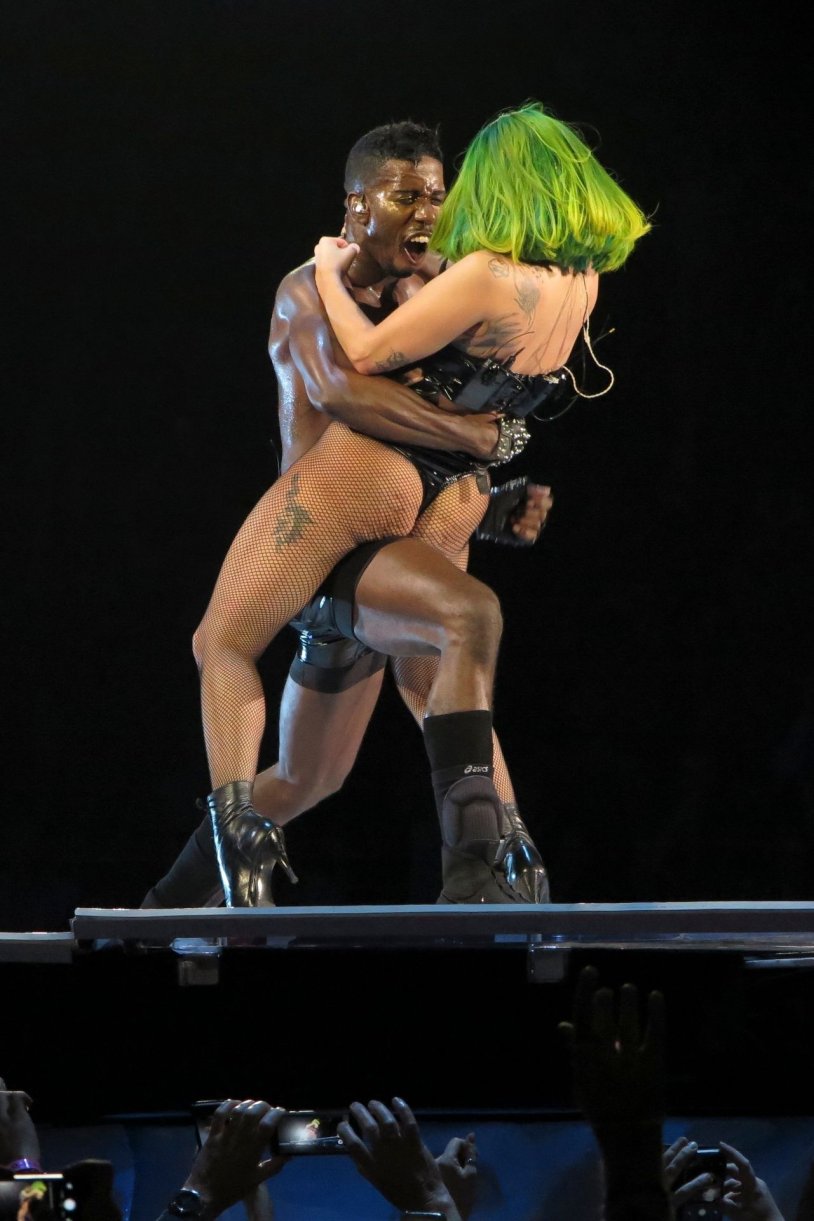 Naked singer on the stage of Lady Gaga